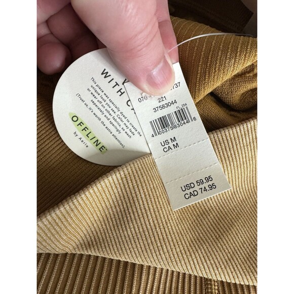 Aerie OFFLINE Medium Seamless Cable High Waisted 7/8 Leggings Washed Gold NWT - Picture 7 of 12